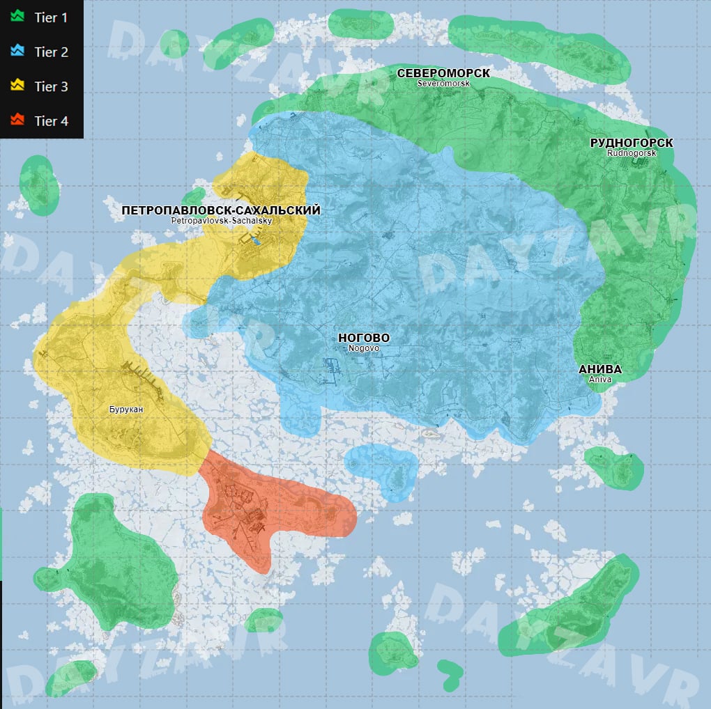 Tiы карты Sakhol DayZ
